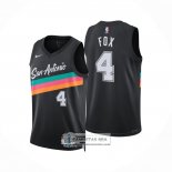 Camiseta San Antonio Spurs DeAaron Fox NO 4 Ciudad 2025-26 Negro
